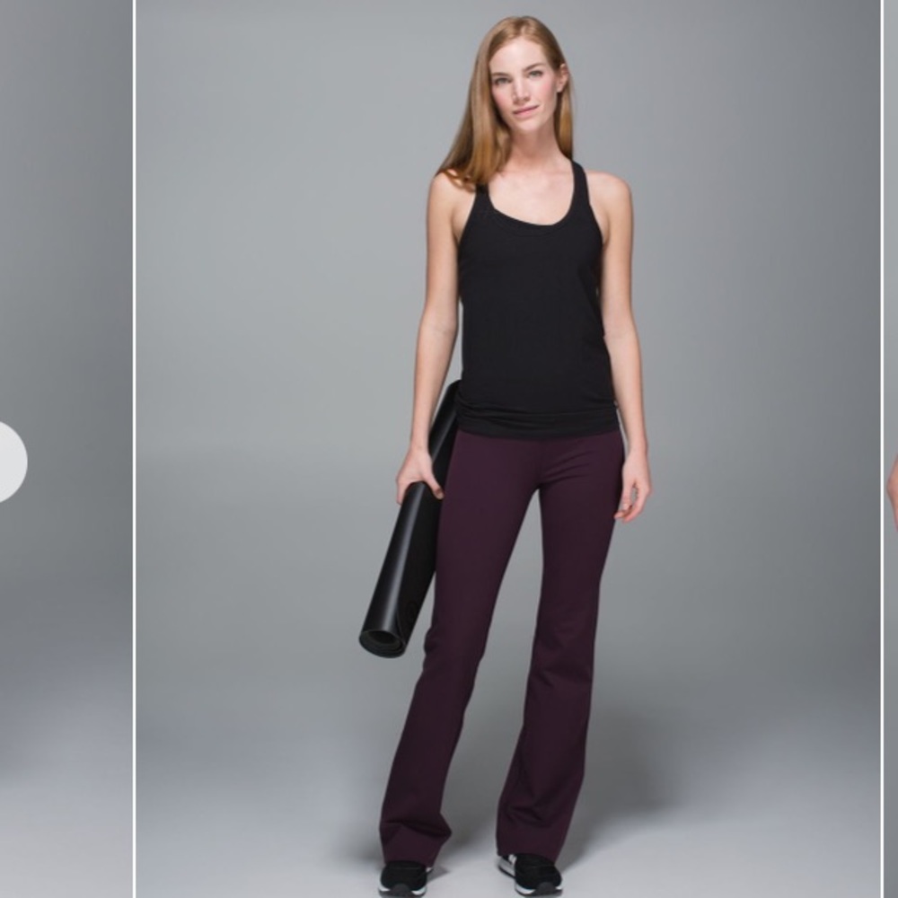 lululemon athletica Black Tank with Plum Boot-Cut Pants